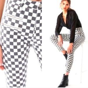 BDG Urban Outfitters Twig High Rise Waist Skinny Checkered Denim Pant Sz 26